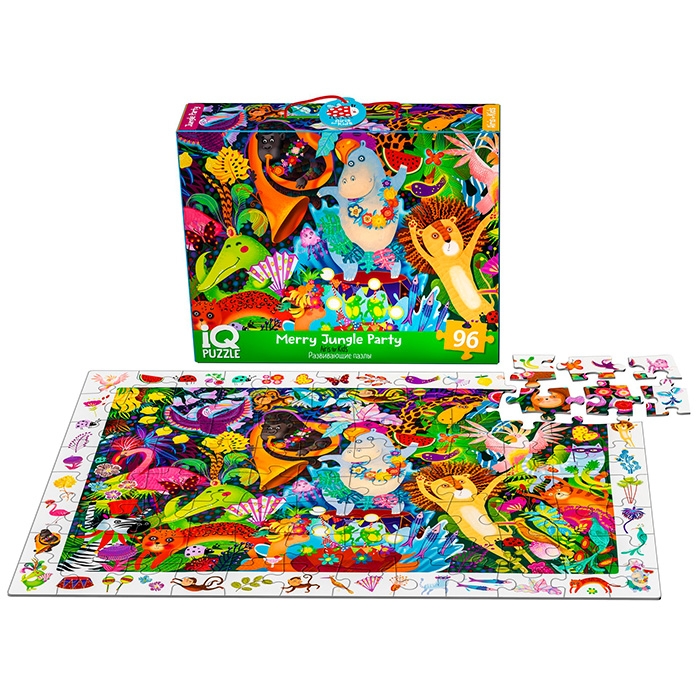 IQ Пазл с развивающей игрой 96 "Весёлая вечеринка в джунглях" 6+ (new)