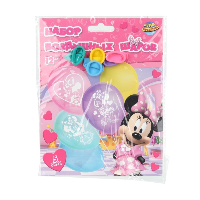 Латексные шары - набор 5 шт. "Микки маус" монохром  