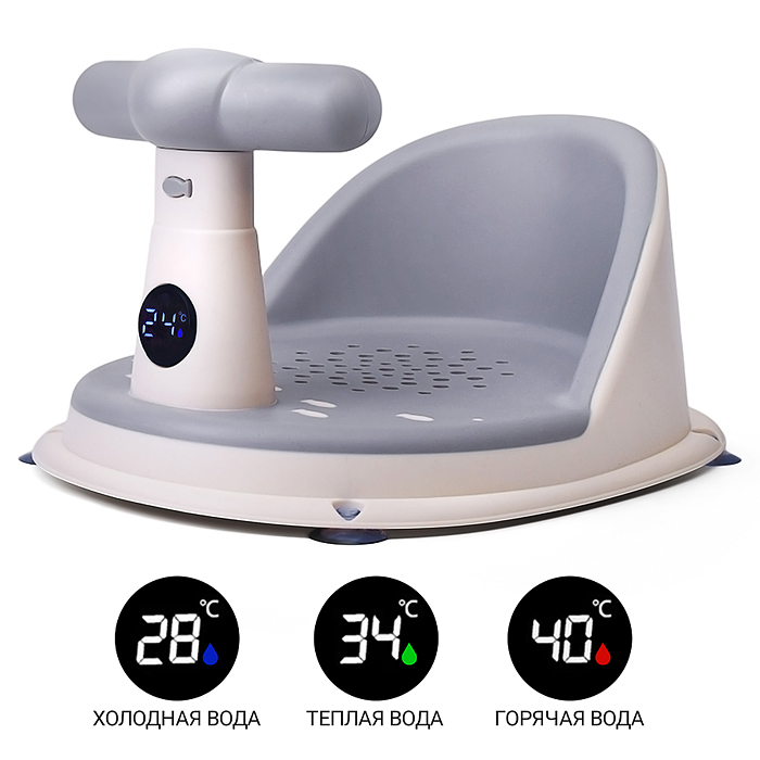 Фото к товару Детский стульчик - сиденье с термометром (серый) Детский стульчик - сиденье с термометром (серый)