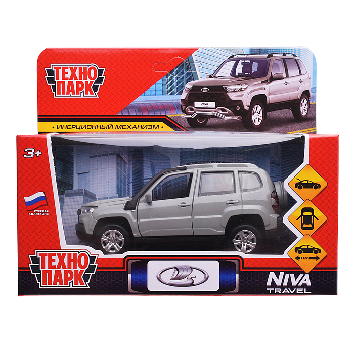 Машина металл LADA Niva travel 12 см, (двери, серый) инерц, в коробке