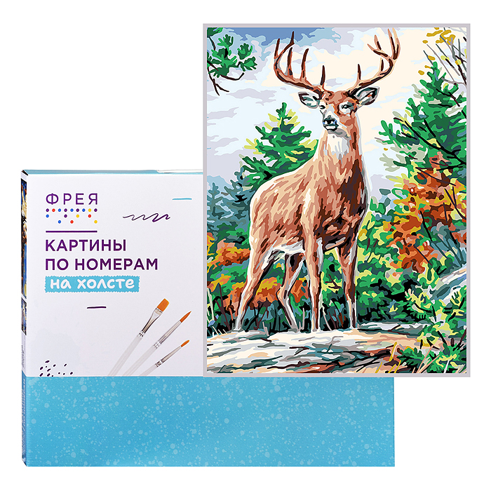 Набор для раскрашивания по номерам 50х40 "Великолепный олень" (цветной холст) Набор для раскрашивания по номерам 50х40 "Великолепный олень" (цветной холст)
