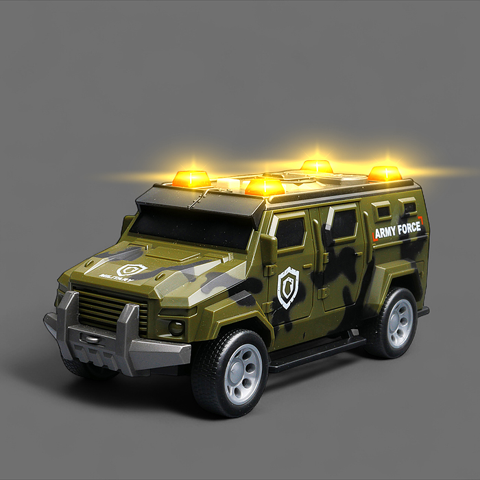 Машина WY1133C "Армейский броневик" 1:32 (свет, звук) в коробке