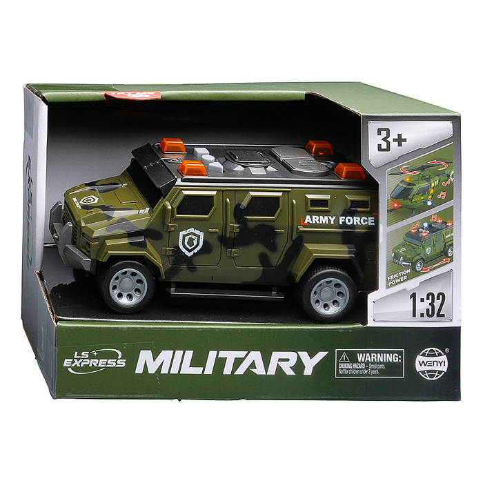 Машина WY1133C "Армейский броневик" 1:32 (свет, звук) в коробке