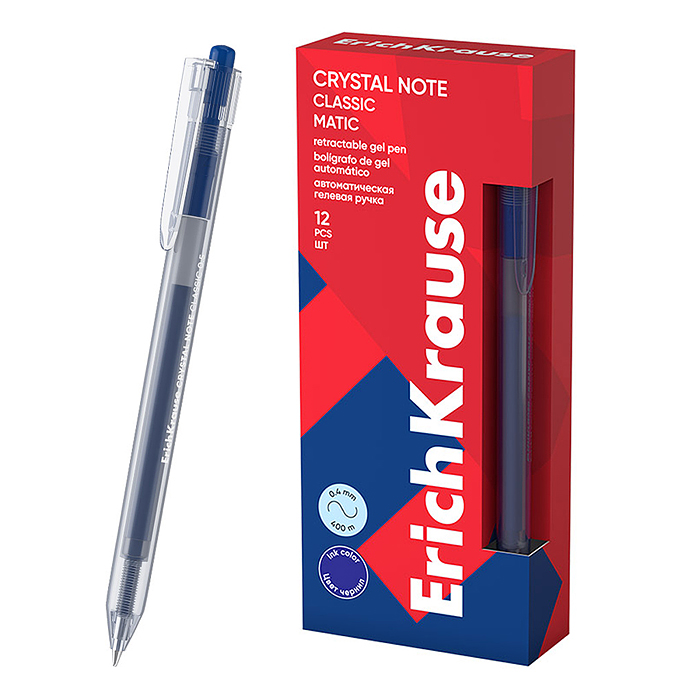 Ручка гелевая автоматическая Crystal Note Matic Classic 0.5, цвет чернил синий 