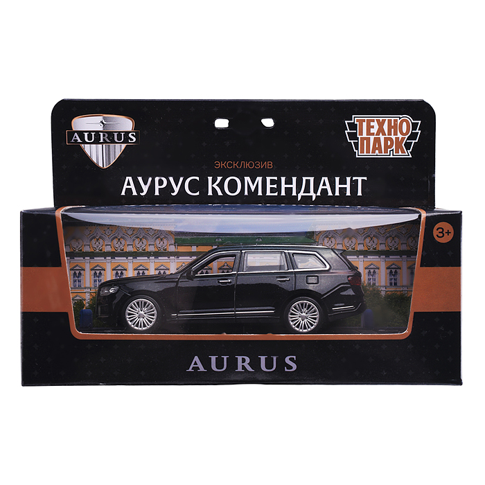 Машина металл Аурус Комендант 12,5 см, (двери, багаж, черный) инерц, в коробке 