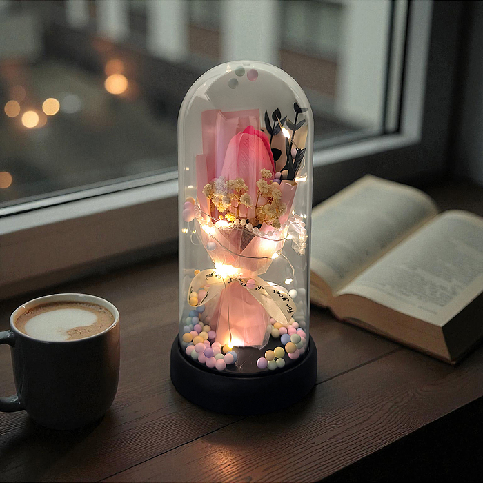 Фото к товару Светильник H04 "Тюльпан" в коробке (розовый) в пакете Светильник H04 "Тюльпан" в коробке (розовый) в пакете