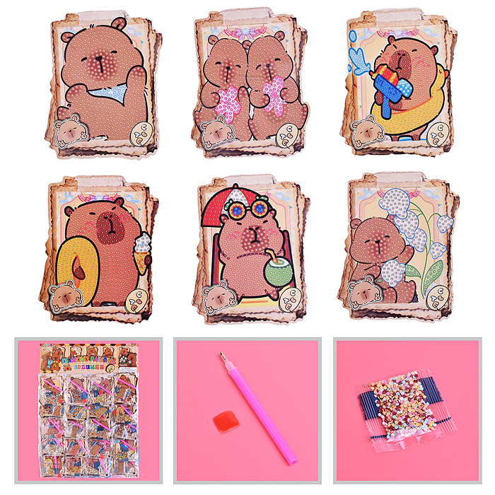 Мозаика алмазная 00-7608 "Такая разная капибара" 10*13см Мозаика алмазная 00-7608 "Такая разная капибара" 10*13см