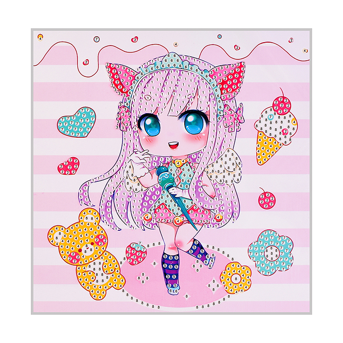 Мозаика алмазная 00-7606 "Мультяшная девочка" 17.7*17.7см