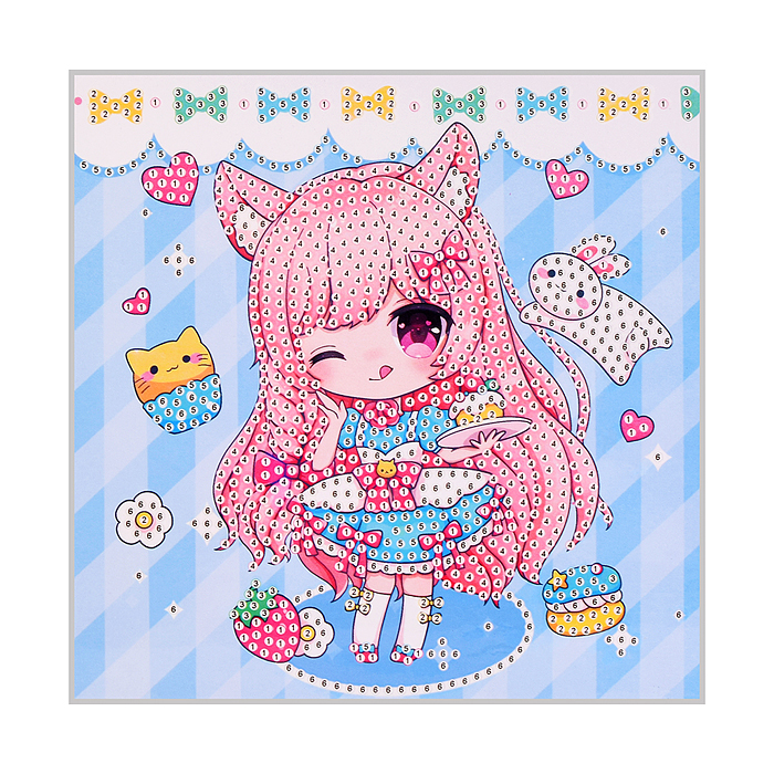 Мозаика алмазная 00-7606 "Мультяшная девочка" 17.7*17.7см