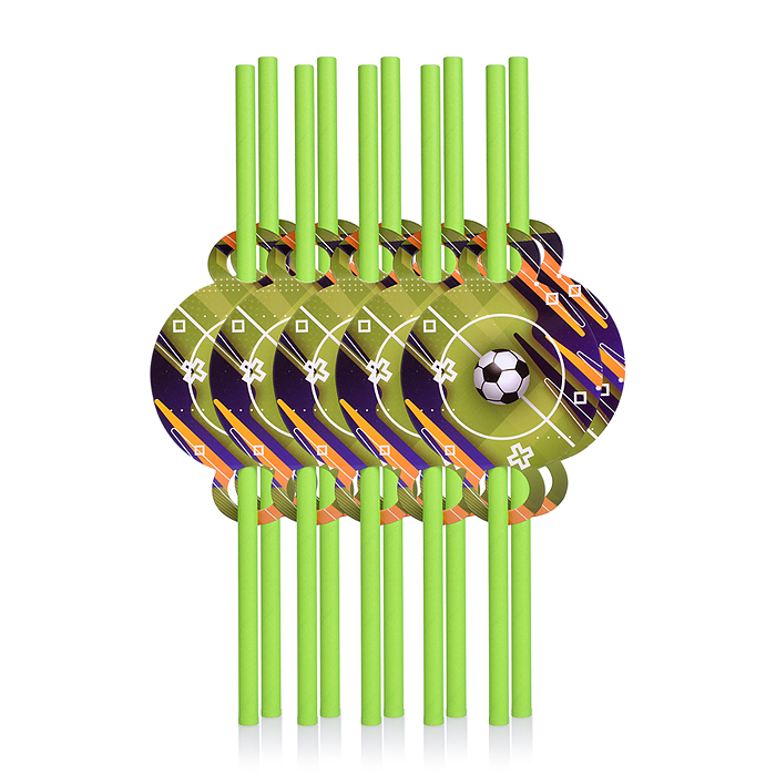 Фото к товару Набор посуды одноразовой 00-7512 "Футбол" трубочки (10 шт) Набор посуды одноразовой 00-7512 "Футбол" трубочки (10 шт)