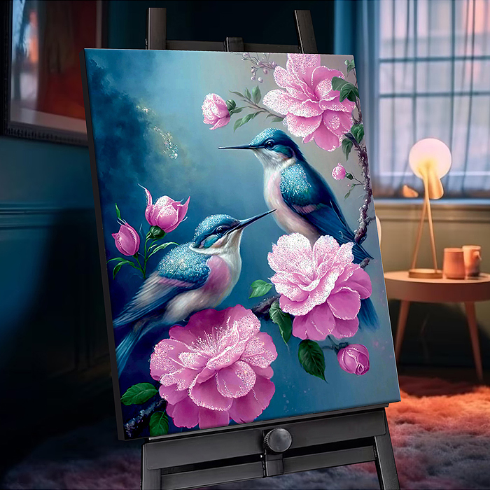 Картина по номерам 40х50 "Райское место" с кристаллами из хрусталя (28 цветов)