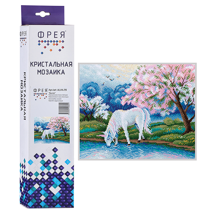 Кристальная (алмазная) мозаика 40х30 "Сказочный единорог" 