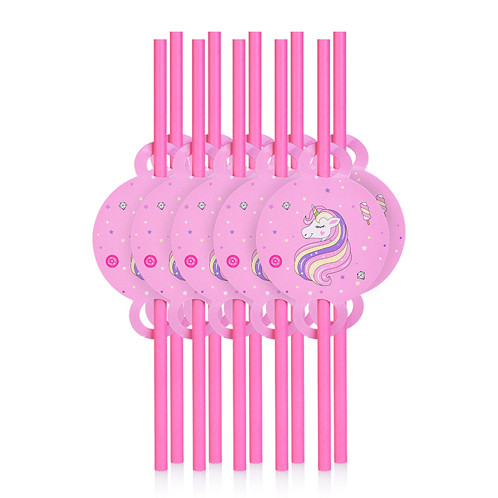 Набор посуды одноразовой 00-7472 "Очаровательный единорог" трубочки (10 шт.)
