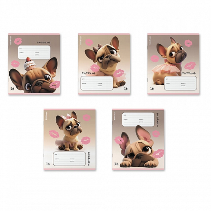 Тетрадь 18л. клетка "Frenchie" выборочный УФ-лак Тетрадь 18л. клетка "Frenchie" выборочный УФ-лак