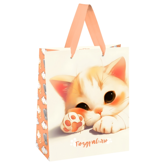 Пакет подарочный 18х23х10см "Lovely kitten" матовая ламинация 