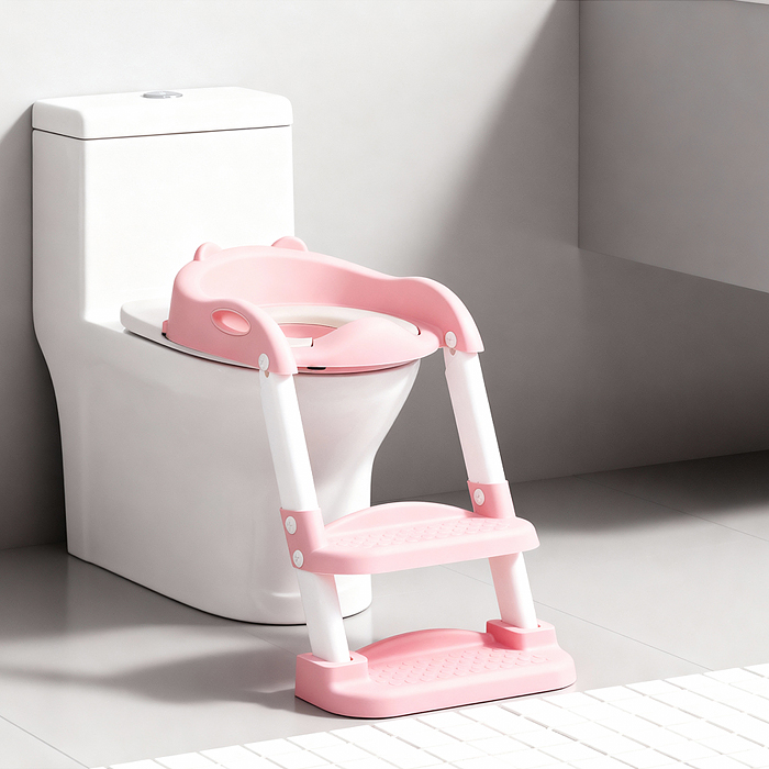Детская накладка на унитаз со ступенькой (розовый) Детская накладка на унитаз со ступенькой (розовый)