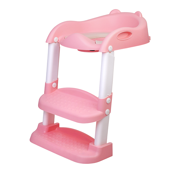 Фото к товару Детская накладка на унитаз со ступенькой (розовый) Детская накладка на унитаз со ступенькой (розовый)