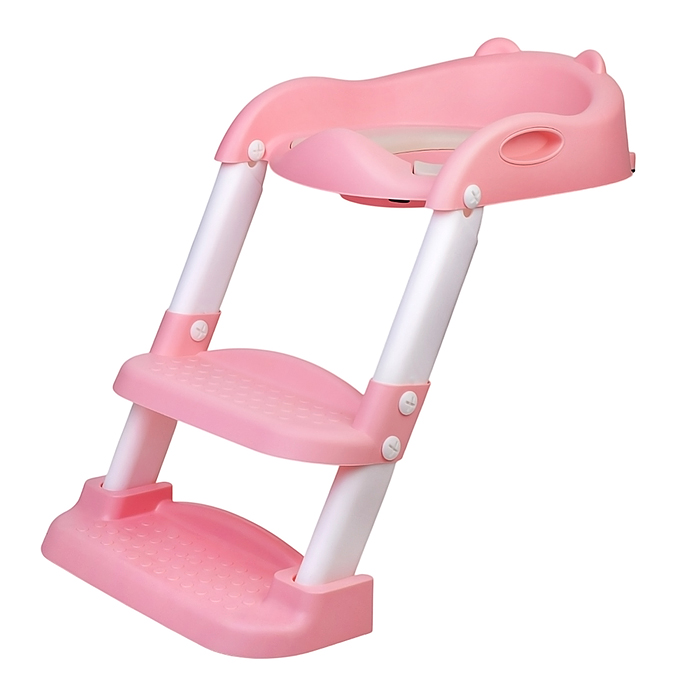 Фото к товару Детская накладка на унитаз со ступенькой (розовый) Детская накладка на унитаз со ступенькой (розовый)