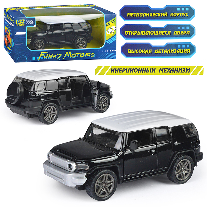 Чёрная инерционная машинка Внедорожник die-cast,1:32, открывающиеся двери
