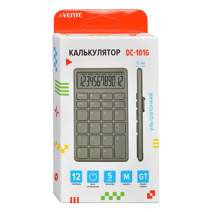 Фото к товару Калькулятор настольный DC-101G, 84x137x15 мм, 12 разрядный Калькулятор настольный DC-101G, 84x137x15 мм, 12 разрядный