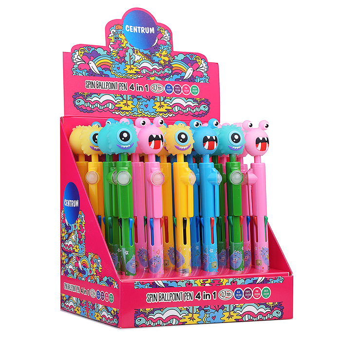 Ручка-автомат "Монстрики" 4 цвета, 0,7 мм в диспле