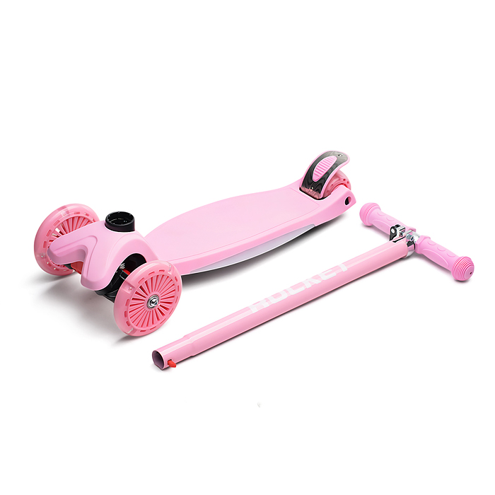 Фото к товару Самокат 3-х колесный ROCKET,колеса PU со светом, ABEC 7, розовый Самокат 3-х колесный ROCKET,колеса PU со светом, ABEC 7, розовый