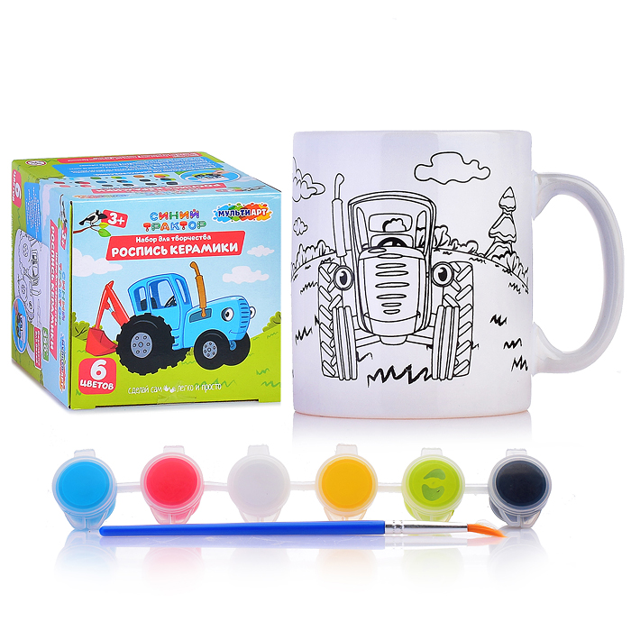 Кружка для росписи "Синий трактор" (краски, кисточка) Кружка для росписи "Синий трактор" (краски, кисточка)