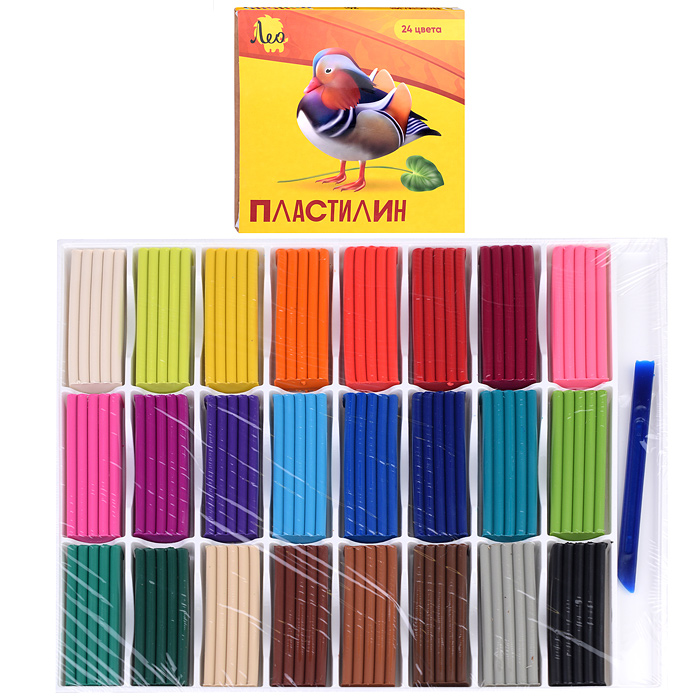Пластилин классический 24цв. 480г. "Ярко" (в картонной упаковке)