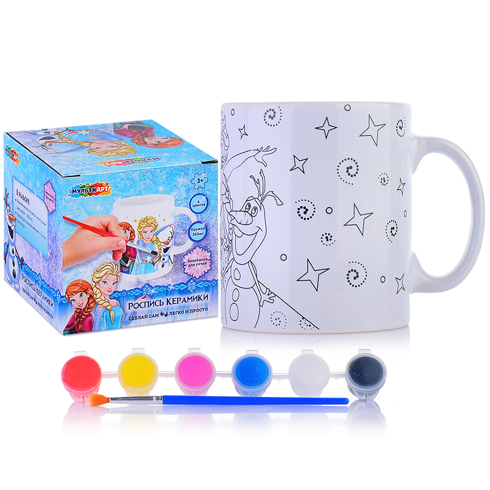 Кружка для росписи, 6 цв. "Снежная принцесса" Кружка для росписи, 6 цв. "Снежная принцесса"