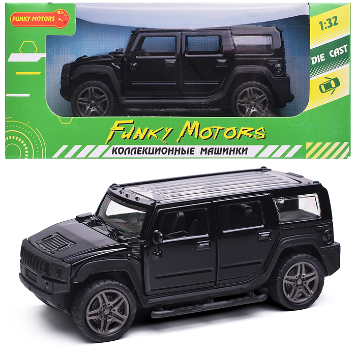 Чёрная инерционная машинка Внедорожник с люком die-cast,1:32, открывающиеся двери