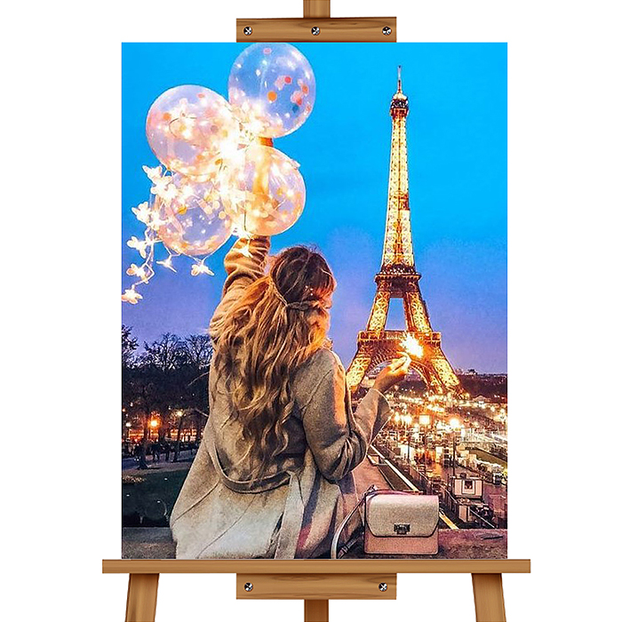 Фото к товару Мозаика алмазная MKA3020-140 "Париж" (с гирляндой) 20*30см. Мозаика алмазная MKA3020-140 "Париж" (с гирляндой) 20*30см.