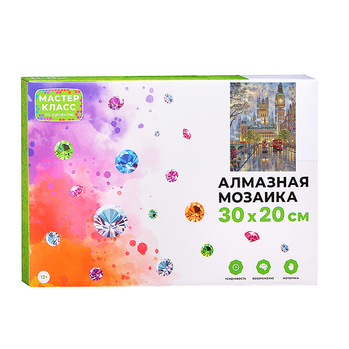 Фото к товару Мозаика алмазная MKA3020-142 "Лондон" (с гирляндой) 20*30см. Мозаика алмазная MKA3020-142 "Лондон" (с гирляндой) 20*30см.