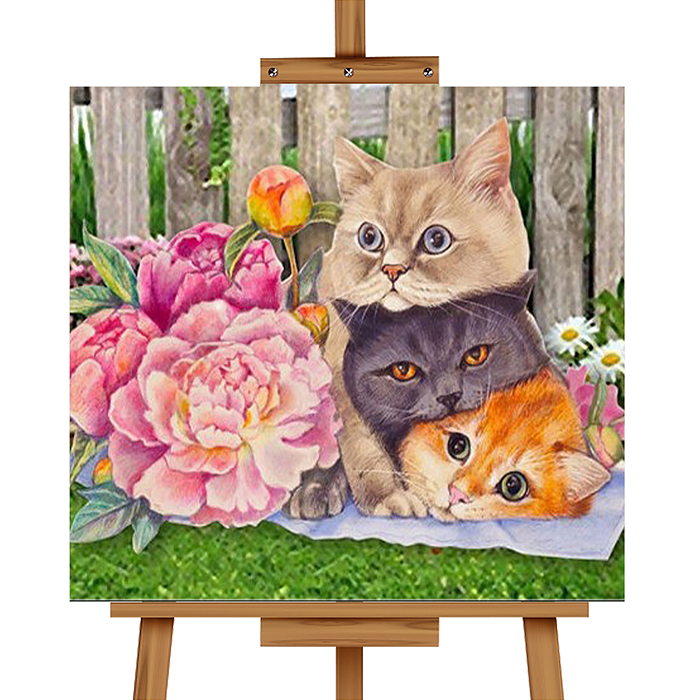 Фото к товару Мозаика алмазная MKA2020-53 "Дружба кошачья" (с гирляндой) 20*20см. Мозаика алмазная MKA2020-53 "Дружба кошачья" (с гирляндой) 20*20см.