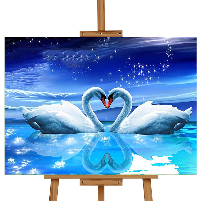 Мозаика алмазная MKA3020-132 "Прекрасные лебеди" (светится в темноте) 20*30см.