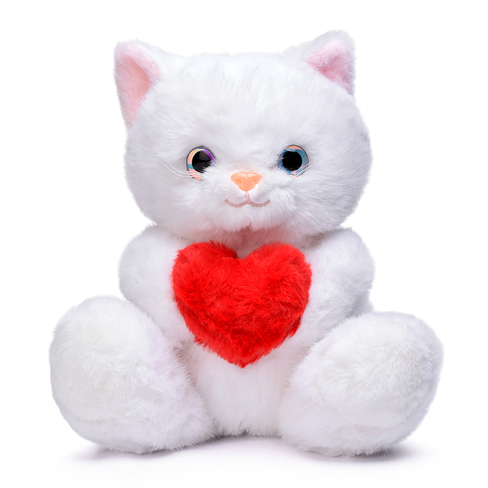 Мягкая игрушка М1604 "Кот" с сердцем, 22 см.
