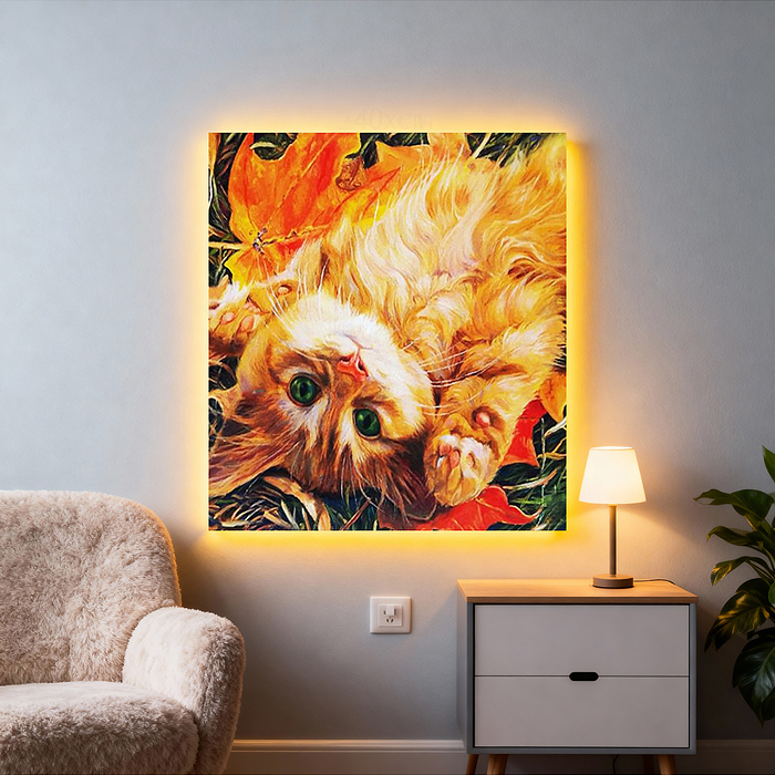 Фото к товару Мозаика алмазная MKA2020-54 "Рыжий котик" (с гирляндой) 20*20см. Мозаика алмазная MKA2020-54 "Рыжий котик" (с гирляндой) 20*20см.