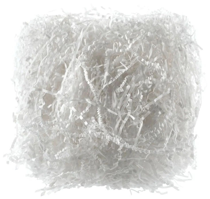 Наполнитель гофрированный бумажный для подарков 500 г, белая бумага, в пластиковом пакете