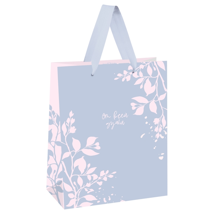 Пакет подарочный 18х23х10см "Pink twigs" матовая ламинация 