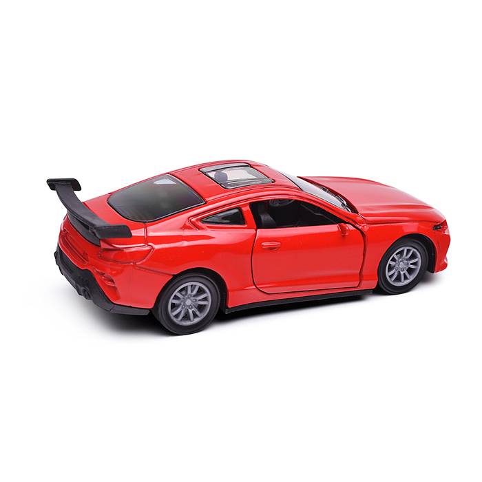 Фото к товару Красная инерционная машинка со спойлером die-cast,1:32, открывающиеся двери Красная инерционная машинка со спойлером die-cast,1:32, открывающиеся двери