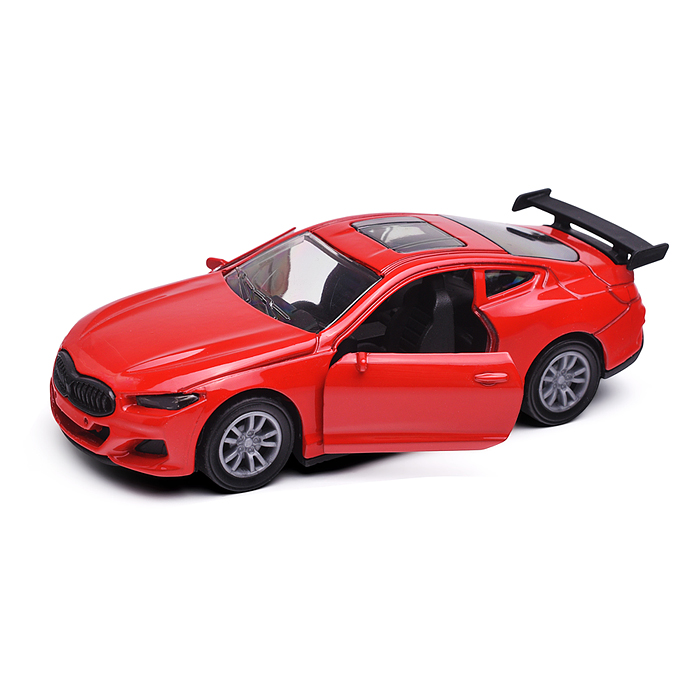 Фото к товару Красная инерционная машинка со спойлером die-cast,1:32, открывающиеся двери Красная инерционная машинка со спойлером die-cast,1:32, открывающиеся двери