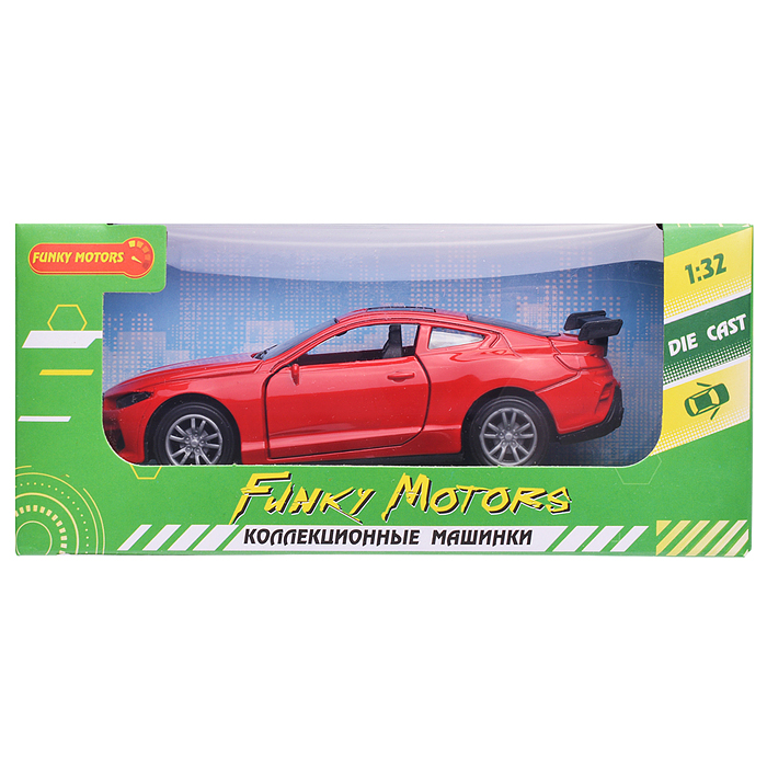Фото к товару Красная инерционная машинка со спойлером die-cast,1:32, открывающиеся двери Красная инерционная машинка со спойлером die-cast,1:32, открывающиеся двери