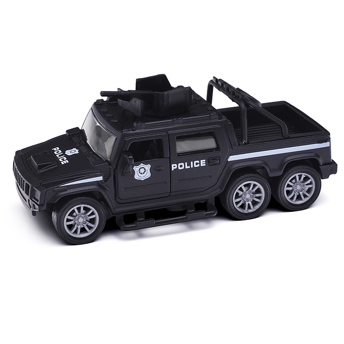Фото к товару Чёрная инерционная служебная машинка Пикап die-cast,1:32, открывающиеся двери Чёрная инерционная служебная машинка Пикап die-cast,1:32, открывающиеся двери