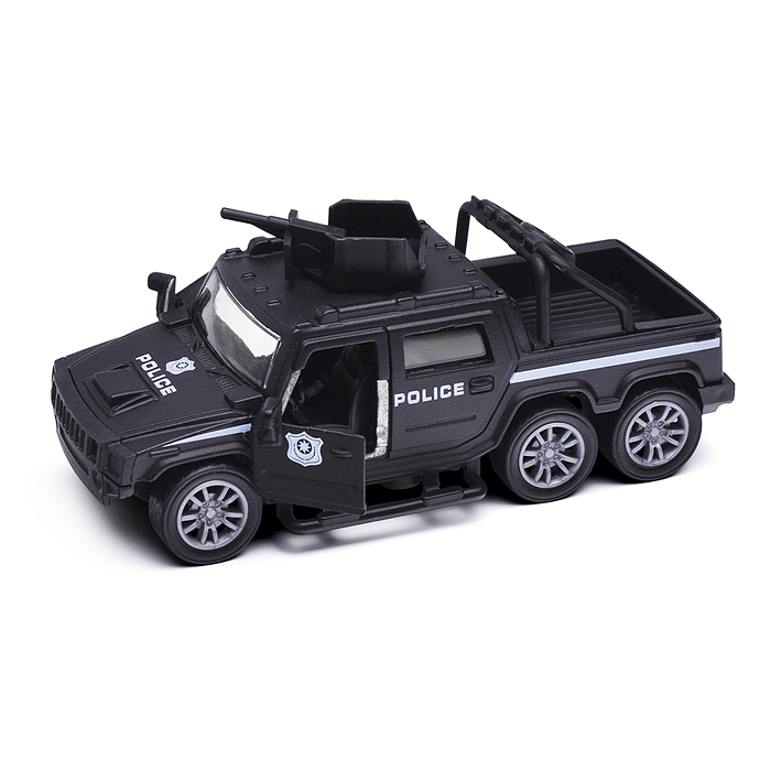 Фото к товару Чёрная инерционная служебная машинка Пикап die-cast,1:32, открывающиеся двери Чёрная инерционная служебная машинка Пикап die-cast,1:32, открывающиеся двери