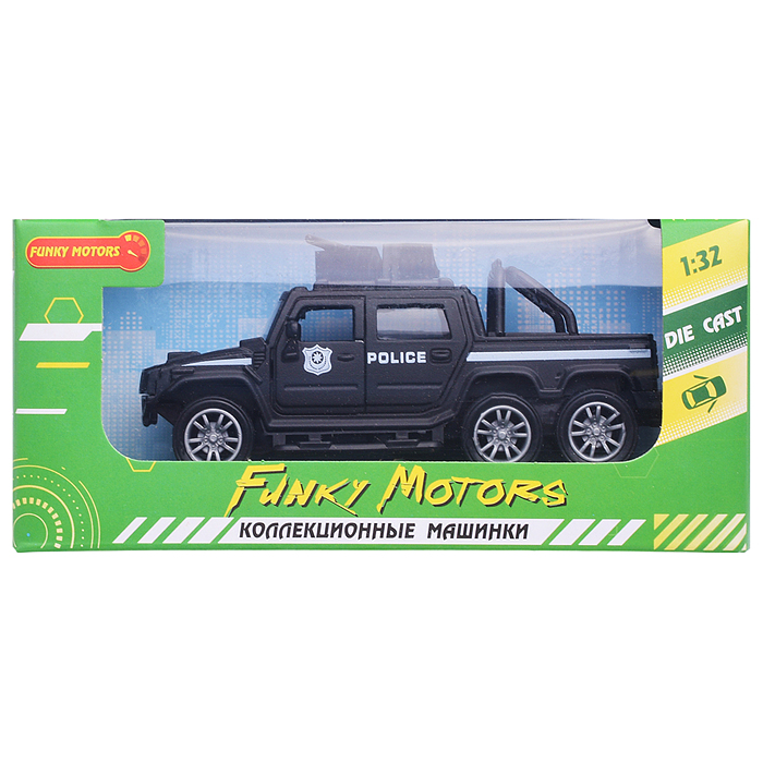 Фото к товару Чёрная инерционная служебная машинка Пикап die-cast,1:32, открывающиеся двери Чёрная инерционная служебная машинка Пикап die-cast,1:32, открывающиеся двери