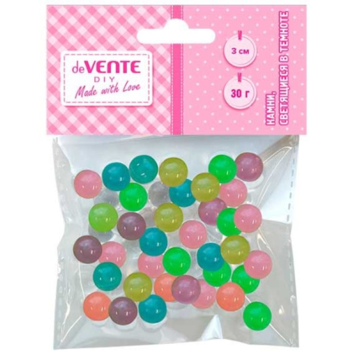 Камни, светящиеся в темноте "DIY Звездные шарики" 10 мм, 30 г, в пластиковом пакете с блист