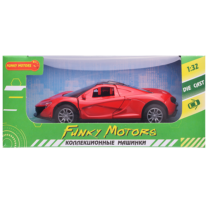 Красная инерционная машинка Спорт die-cast,1:32, открывающиеся двери 