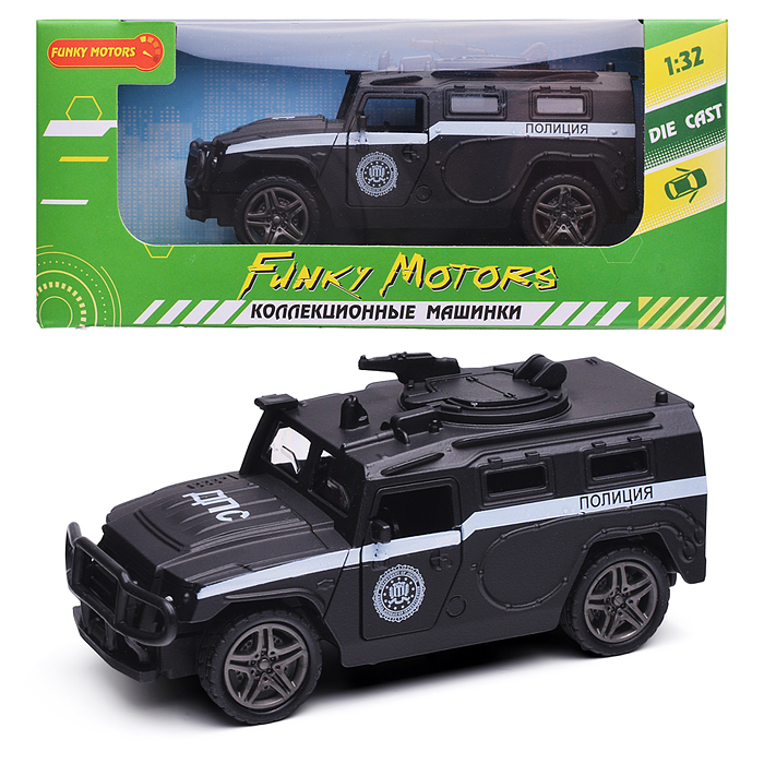 Инерционная машинка Служебный Джип die-cast,1:32, открывающиеся двери