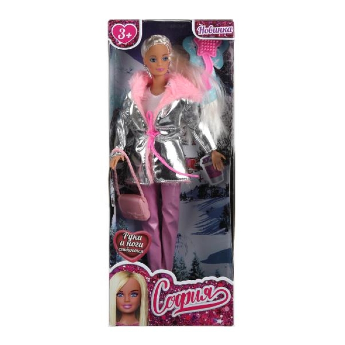 Кукла София сингл, 29 см в серебристой парке, акс, в коробке