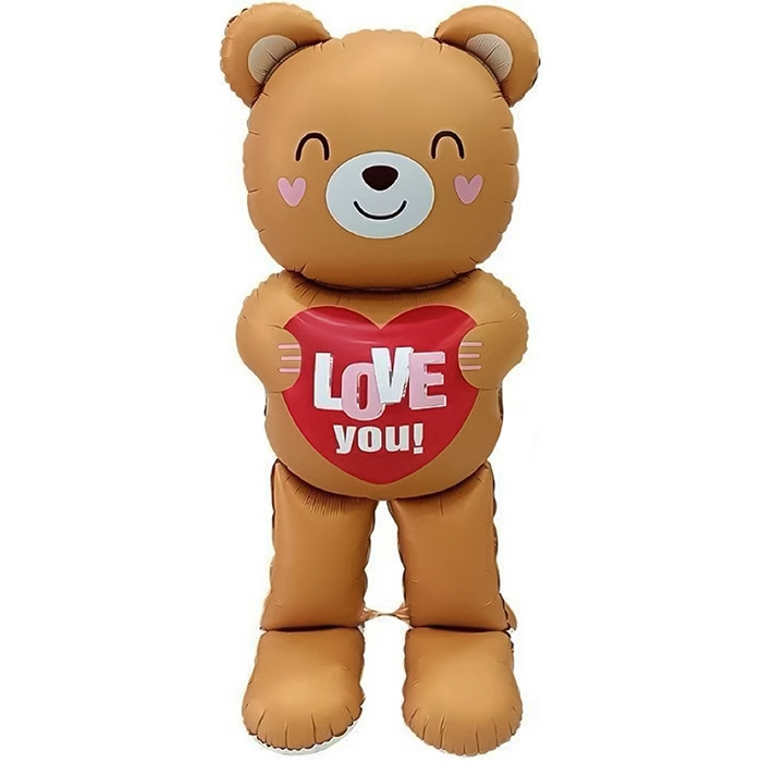 Шар 3D (61''/155 см) Фигура, Мишка с сердцем, 1 шт. в уп. Шар 3D (61''/155 см) Фигура, Мишка с сердцем, 1 шт. в уп.