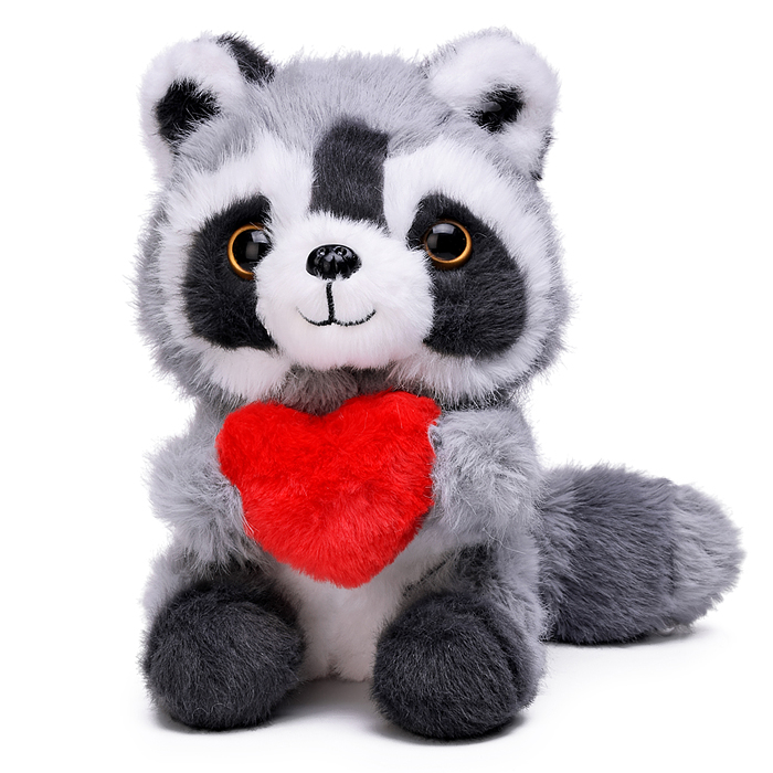 Мягкая игрушка М1602 "Енот" с сердечком, 22 см. Мягкая игрушка М1602 "Енот" с сердечком, 22 см.